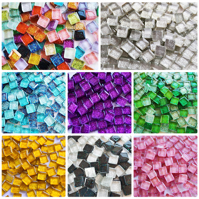 Glitter Glass Mosaic Tiles, Glass Mosaic Tile Art, Mosaic Tiles Crafts